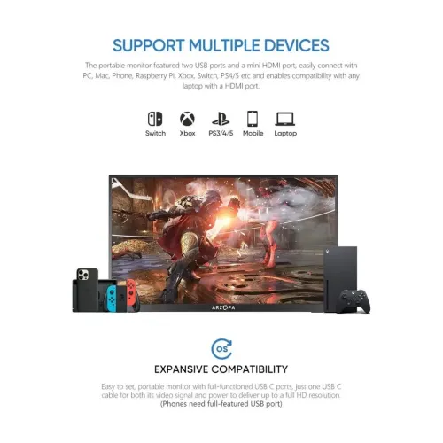 Arzopa A1 Gamut Slim 14" FHD IPS Portable Monitor