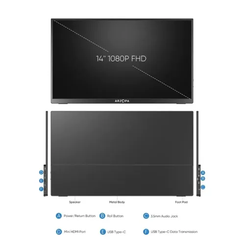 Arzopa A1 Gamut Slim 14" FHD IPS Portable Monitor