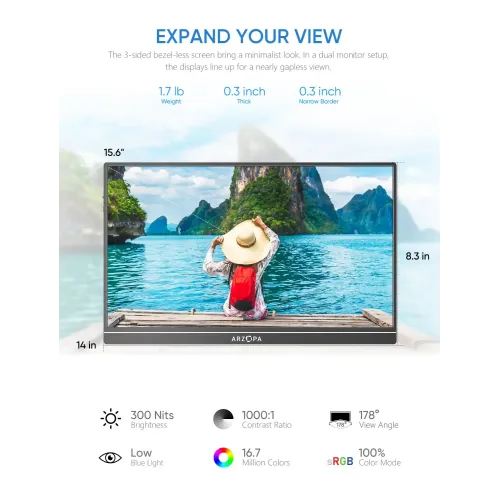 Arzopa S1 Table 15.6" FHD IPS Portable Monitor